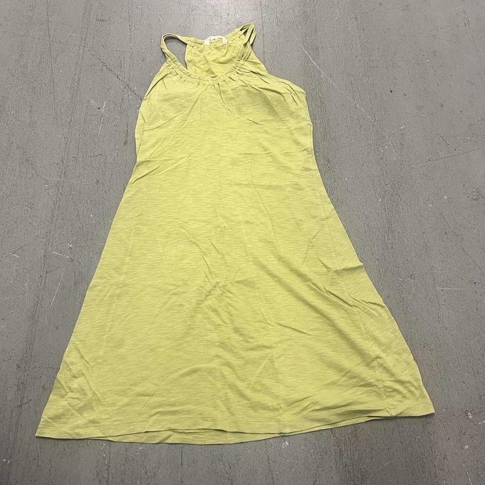 Athleta Womens Lime Green Halter Swing Dress S Sleeveless High Neck Casual